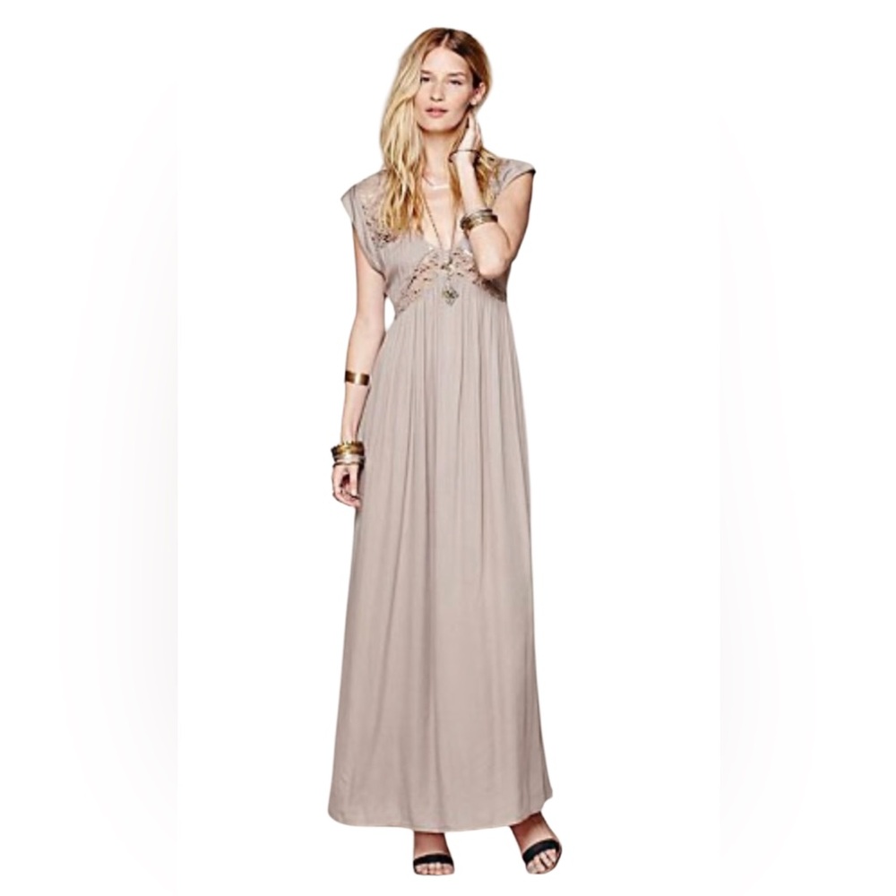 Free People Blessed are the meek maxi Taupe Tan Large